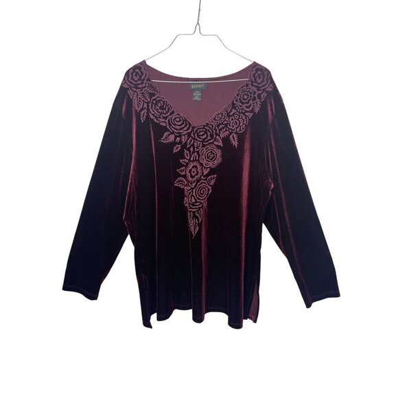 Lane Bryant Velvet Floral Embroidered Long Sleeve Tunic Top Christmas Holiday - Picture 1 of 8